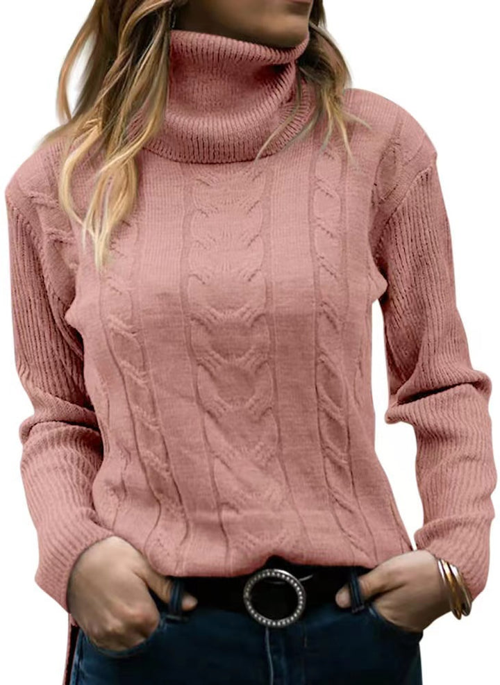 Women's Solid Turtleneck Sweater – Slim Fit Long Sleeve Knitwear