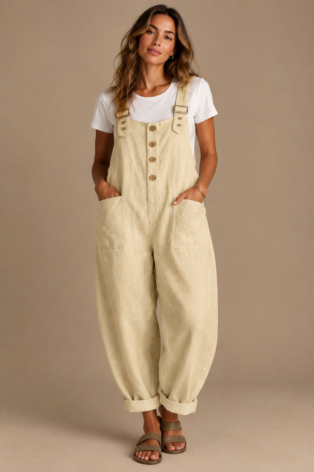 Women's Straight-Leg Overall Jumpsuit – High Waist Minimalist Style