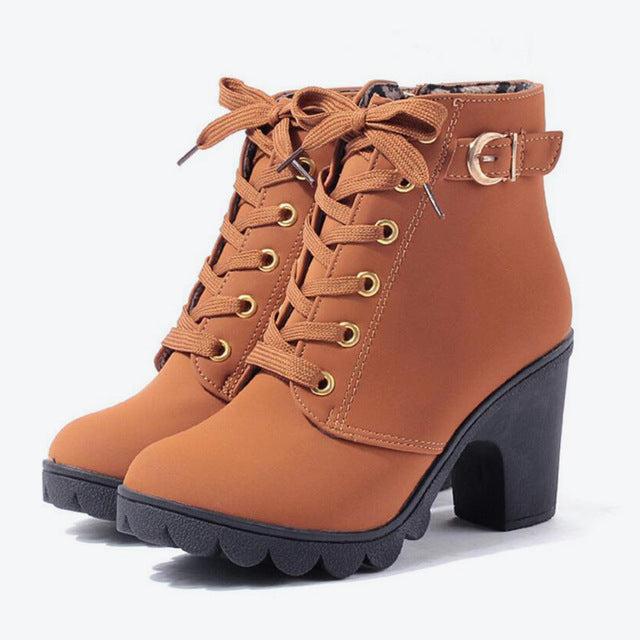 Vegan Leather Ankle Boot – Women's Cross-Strap Suede, Rugged Sole
