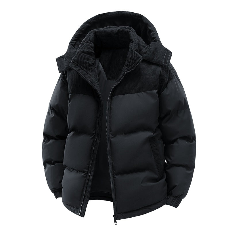 Women's Jacket – Patchwork Textured Ribbed Zip-Up, Stand Collar Polyester