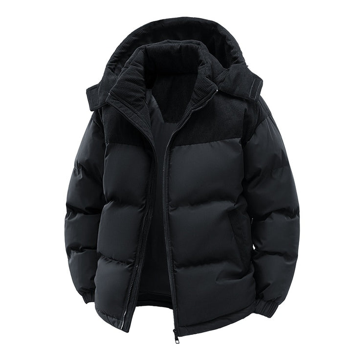 Women's Jacket – Patchwork Textured Ribbed Zip-Up, Stand Collar Polyester