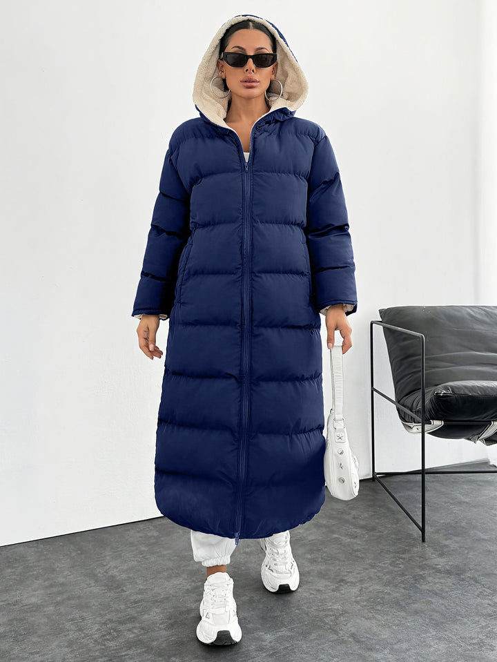 Women's Puffer Coat – Long Hooded Ankle-Length Down Alternative