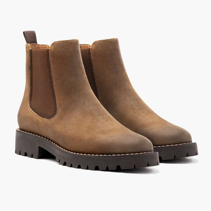 Women's Chunky Platform Ankle Boot – Vegan Leather Round Toe