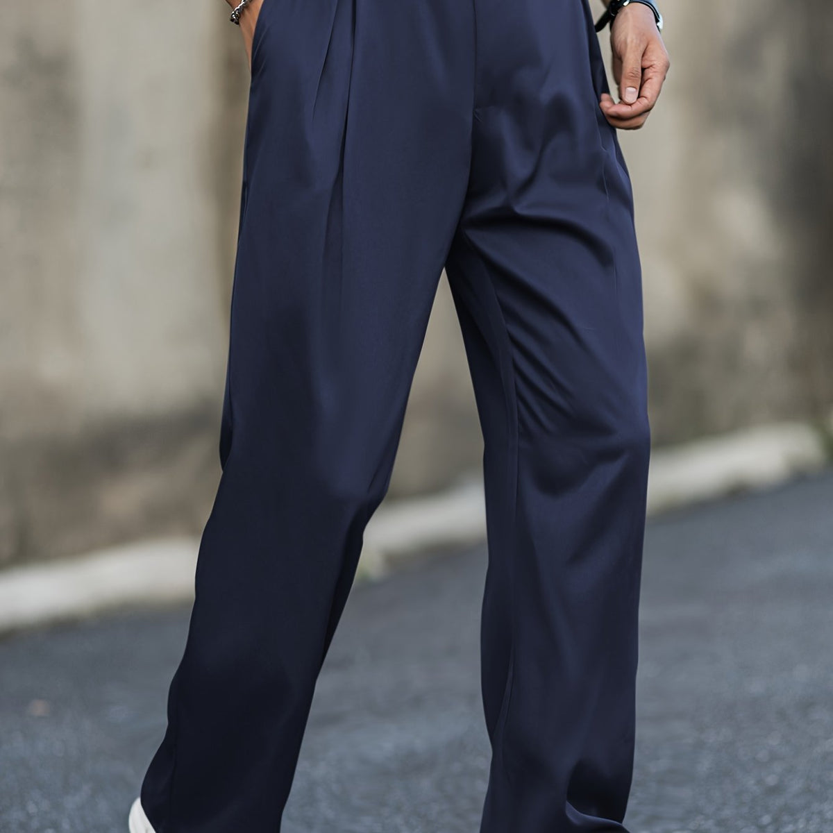 Men's Wide-Leg Cotton Trouser – Relaxed Fit, Stretch Waistband