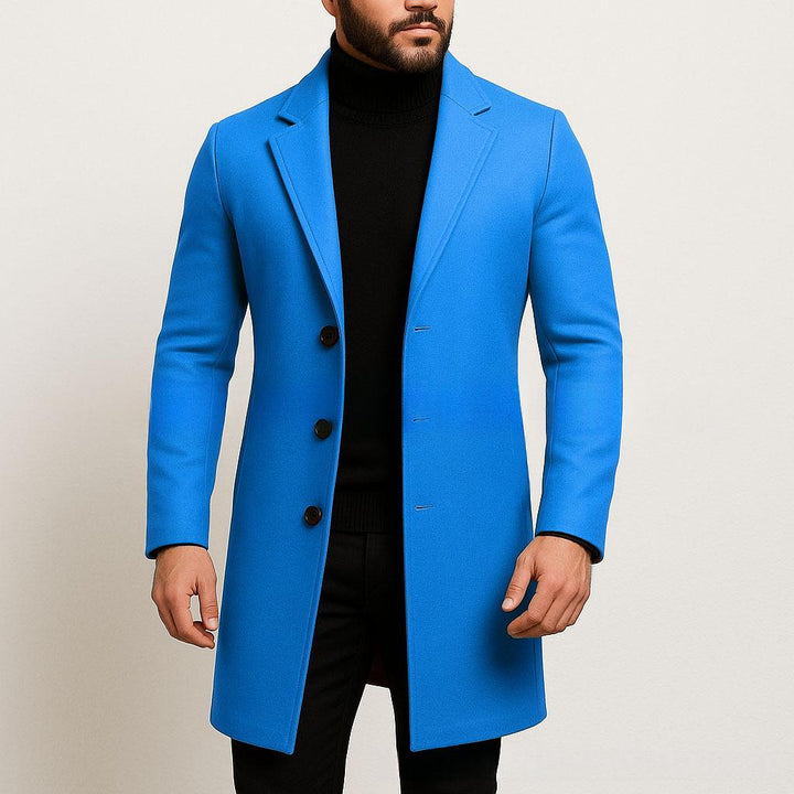 Men's Trench Coat – Structured Fabric Single-Breasted Slim Fit