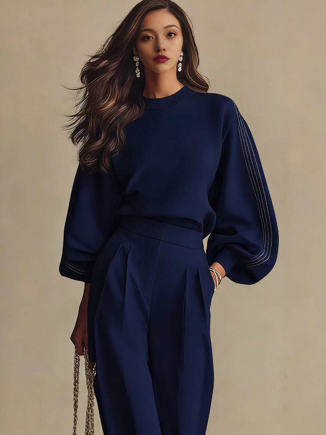 Women's Two Piece Lounge Set – Soft Stretch Sweatshirt & Pants