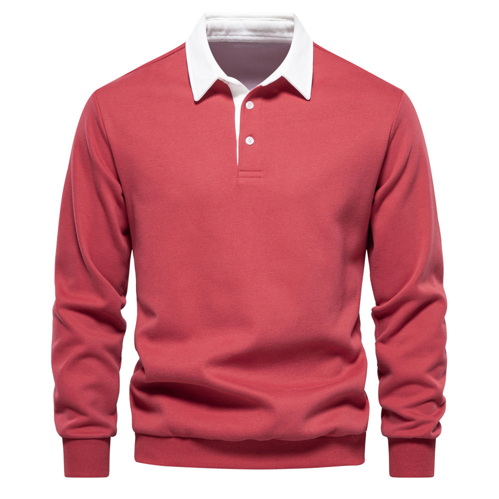 Men's Polo Sweater – Knitted Cotton Blend Contrast Collar