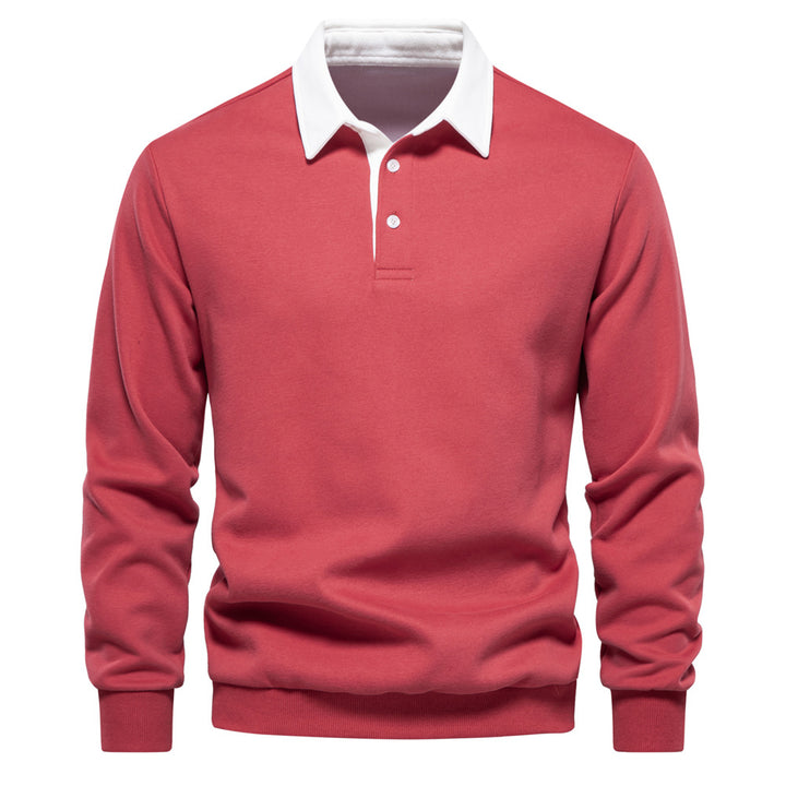 Men's Polo Sweater – Knitted Cotton Blend Contrast Collar