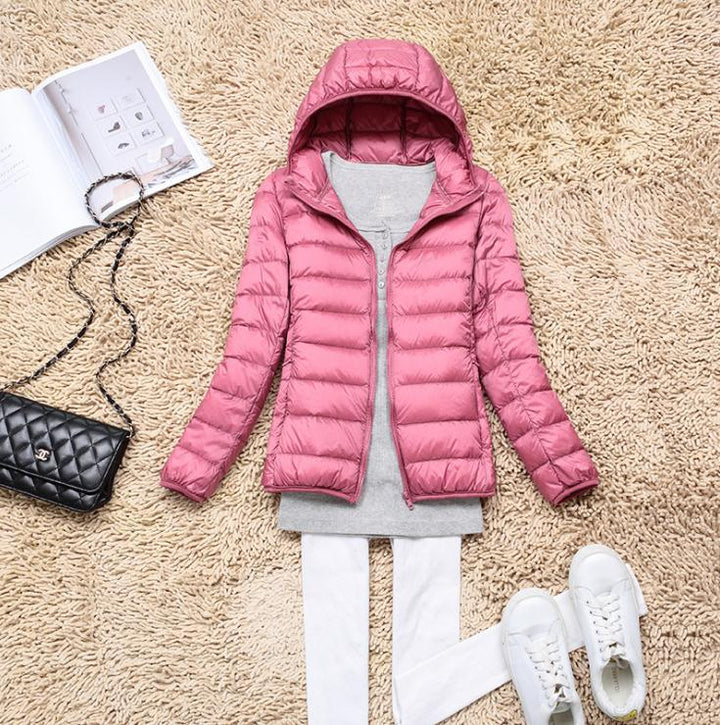 Women's Down Jacket – Lightweight Slim Fit Hooded Duck Down