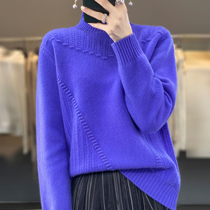 Wool Women's Sweater – Classic Knit Relaxed Fit Pullover