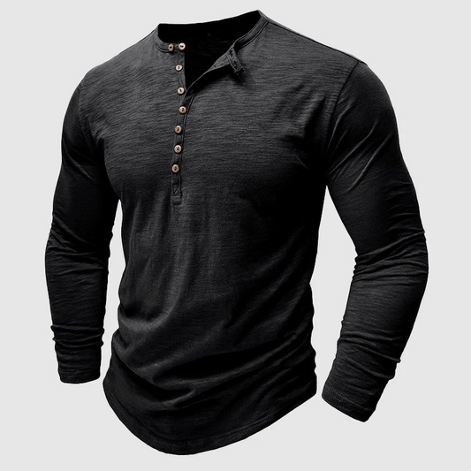 Men's Long Sleeve Cotton T-Shirt – Relaxed Pullover Fit
