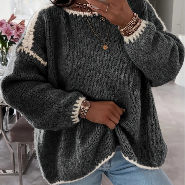 Off-Shoulder Chenille Sweater for Women – Soft Relaxed Fit Knit