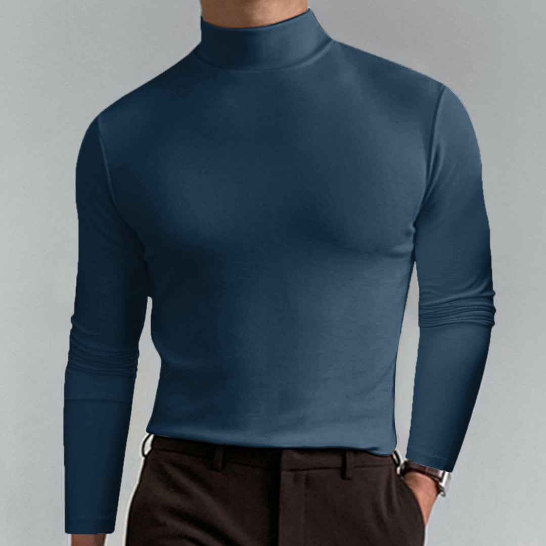Men's High Neck T-Shirt – Soft Stretch Long Sleeve Mock Neck