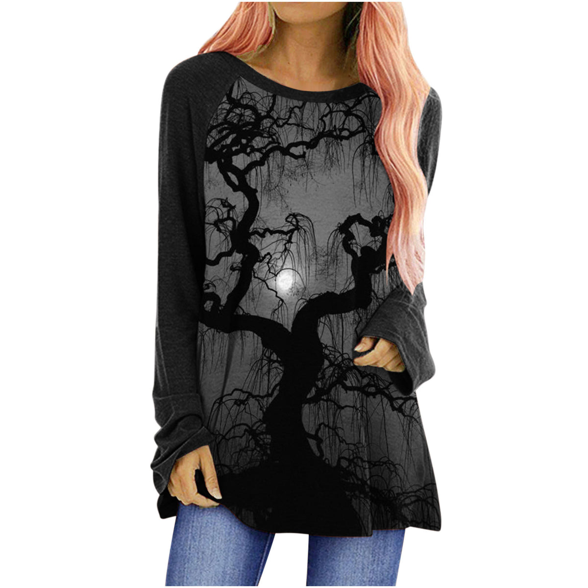 Women's Long Sleeve Cotton T-Shirt – Relaxed Fit Round Neck Essential