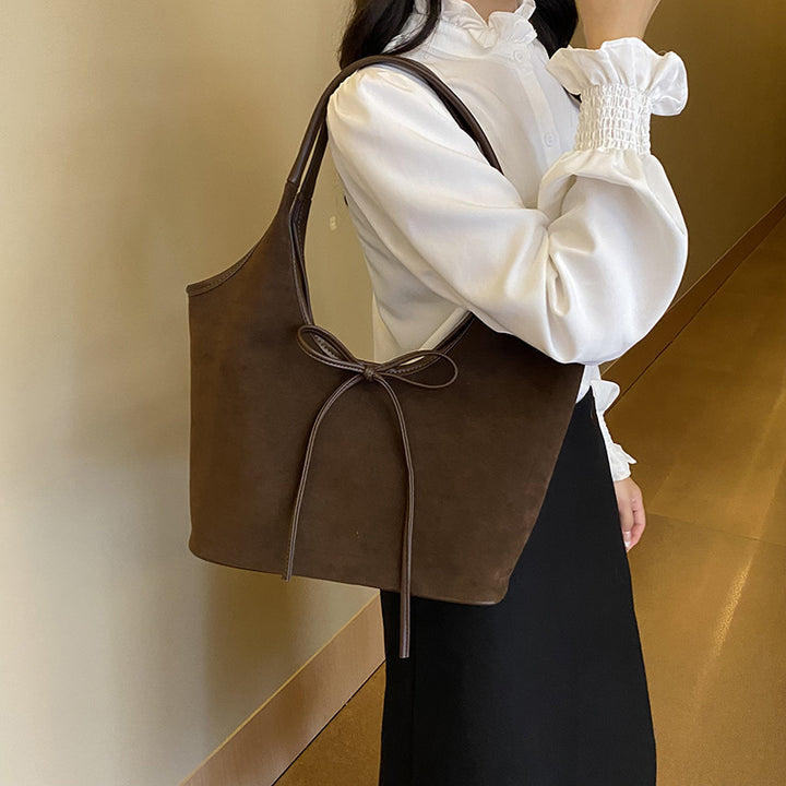 Bucket Shoulder Bag for Women – Soft Vegan Leather, Double Straps