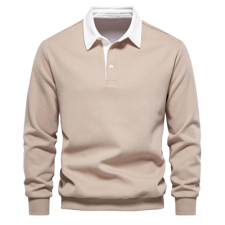 Men's Polo Sweater – Knitted Cotton Blend Contrast Collar