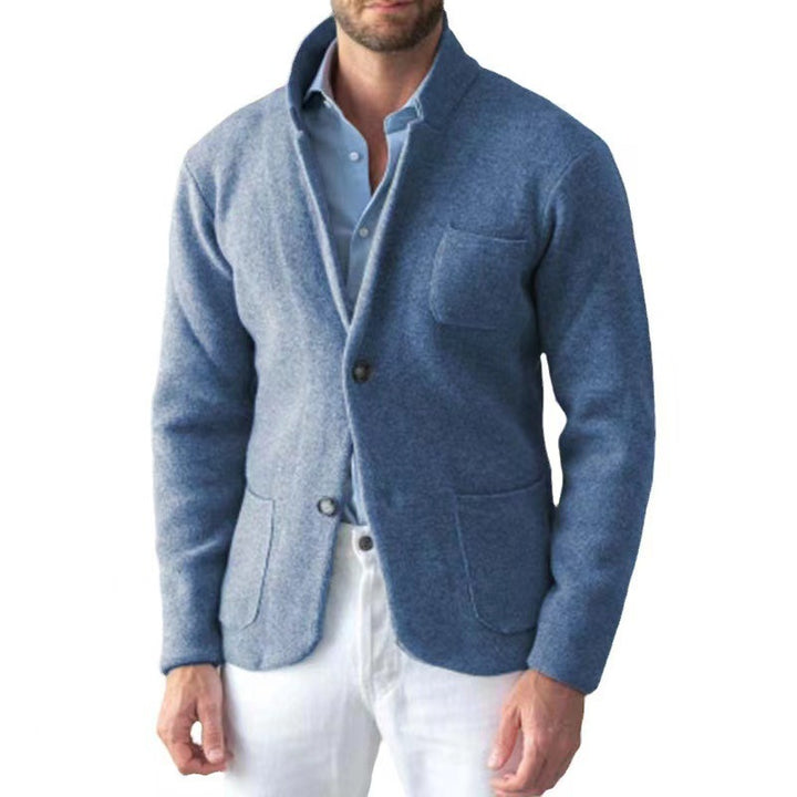 Men's Stand Collar Cotton Blend Jacket – Slim Fit with Patch Pockets
