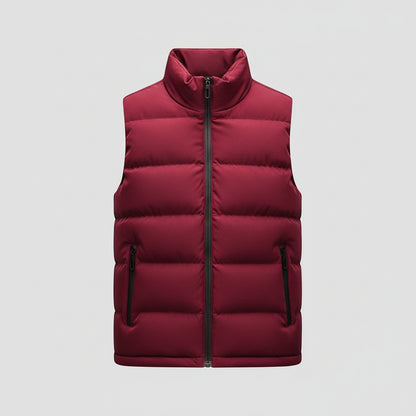 Men's Padded Sleeveless Jacket – Quilted Warmth with Stand Collar