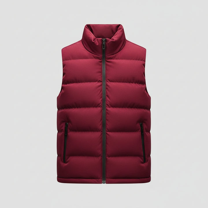 Men's Padded Sleeveless Jacket – Quilted Warmth with Stand Collar