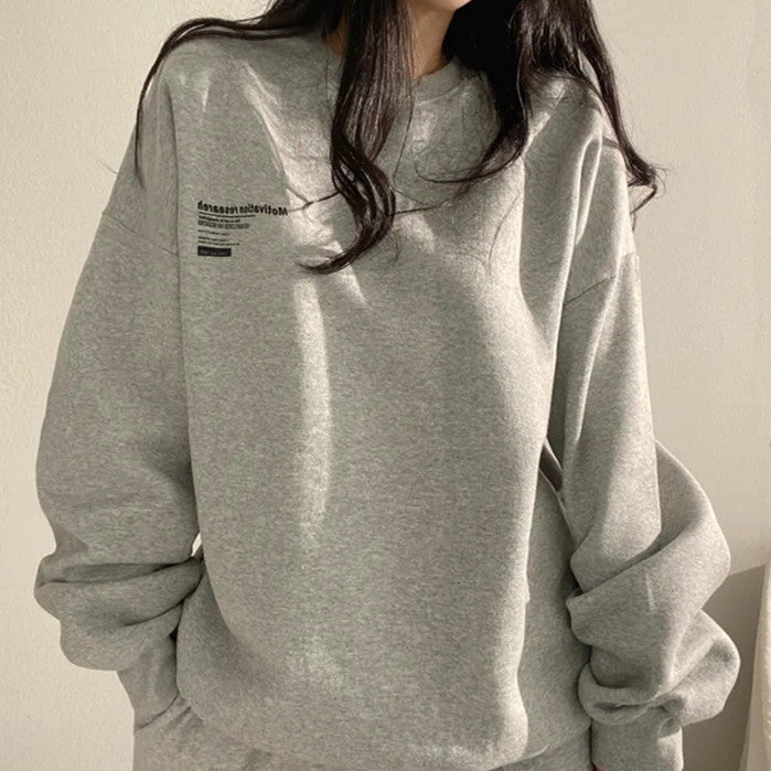 Women's Fleece-Lined Cotton Sweatshirt – Loose Fit, Medium Length