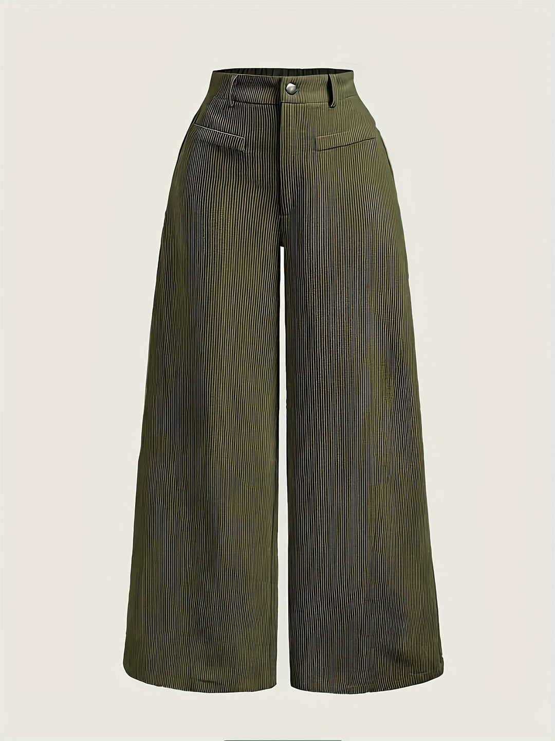Women's Wide Leg High Waist Trouser – Vertical Stripe Tailored Look