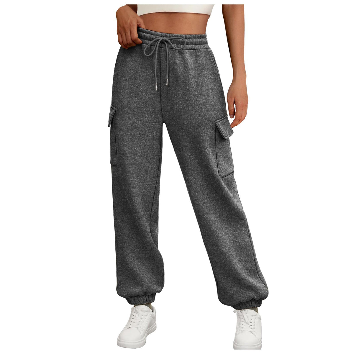 Women's Fleece Lined Jogger Cargo Trousers with Pockets