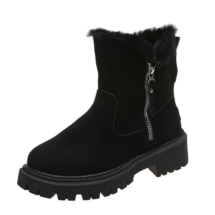 Women's Winter Ankle Boot – Suede Look, Plush Lined, Side Zip