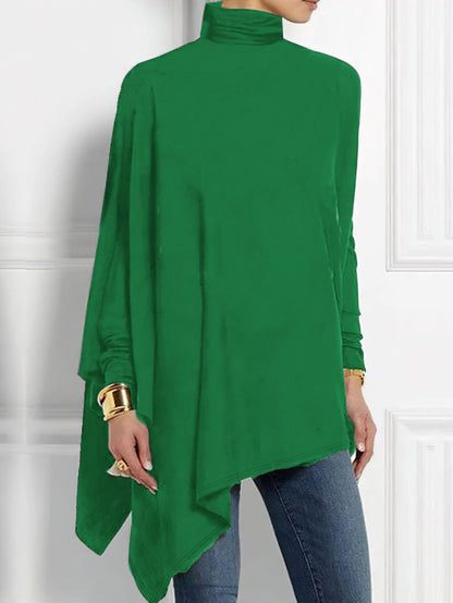 Women's Long Sleeve Irregular Hem Top – Soft Draped Silhouette
