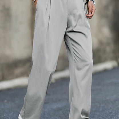 Men's Wide-Leg Cotton Trouser – Relaxed Fit, Stretch Waistband