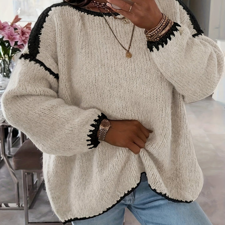 Off-Shoulder Chenille Sweater for Women – Soft Relaxed Fit Knit