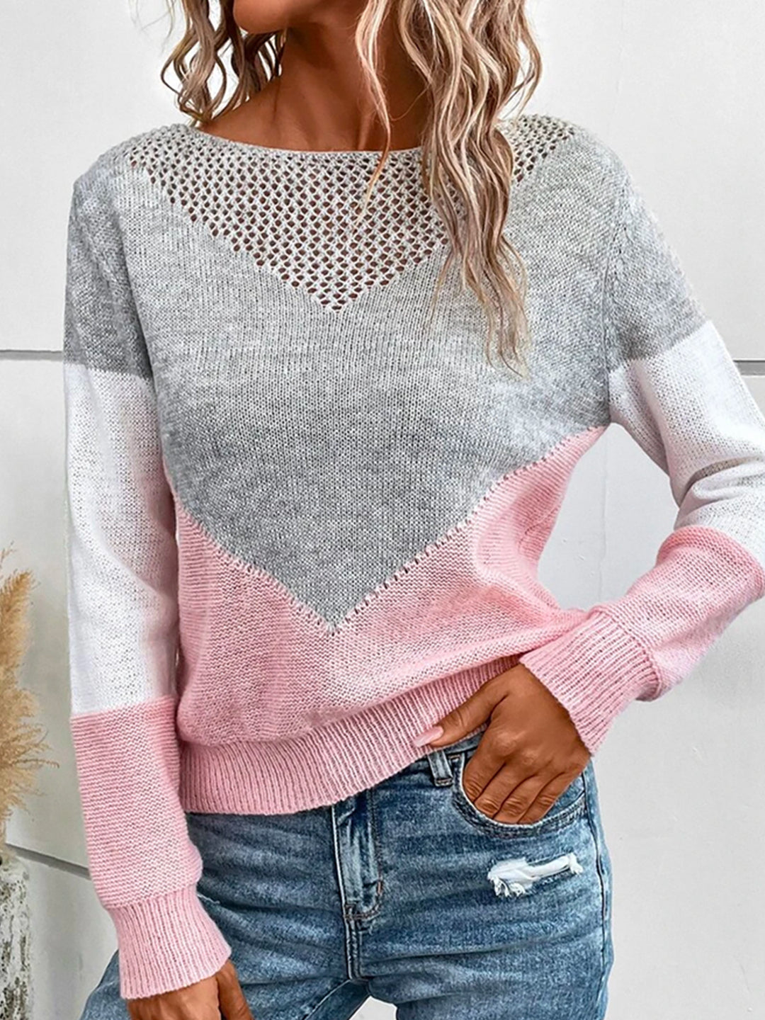 Women's Colorblock Sweater – Lightweight Knit Pullover Top