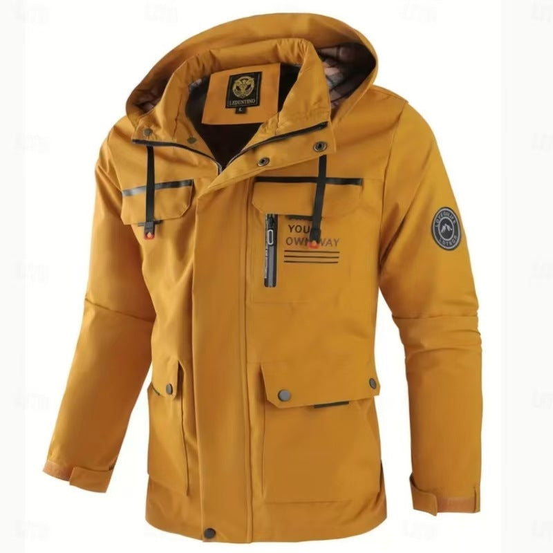 Men's Parka Jacket – Hooded, Windproof, Casual, Multi-Pocket