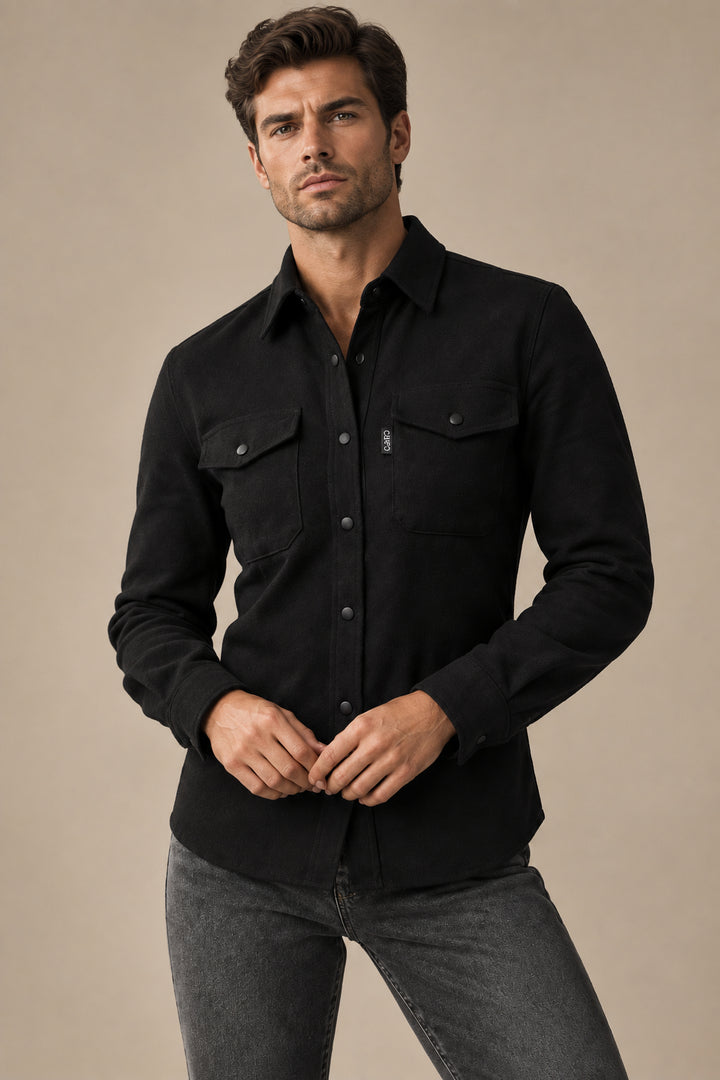 Men's Brushed Cotton Slim Fit Shirt – Thickened Casual Design