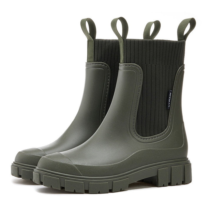 Women's Waterproof Mid Calf Boot – Elastic Band Slip-On Design