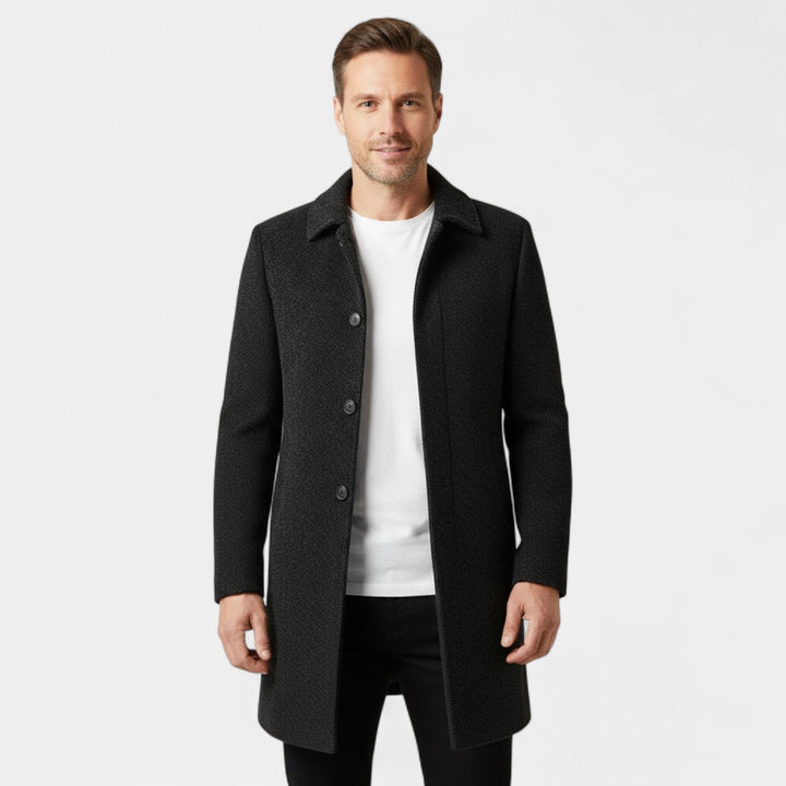 Men's Wool and Velvet Coat – Classic Lapel Collar