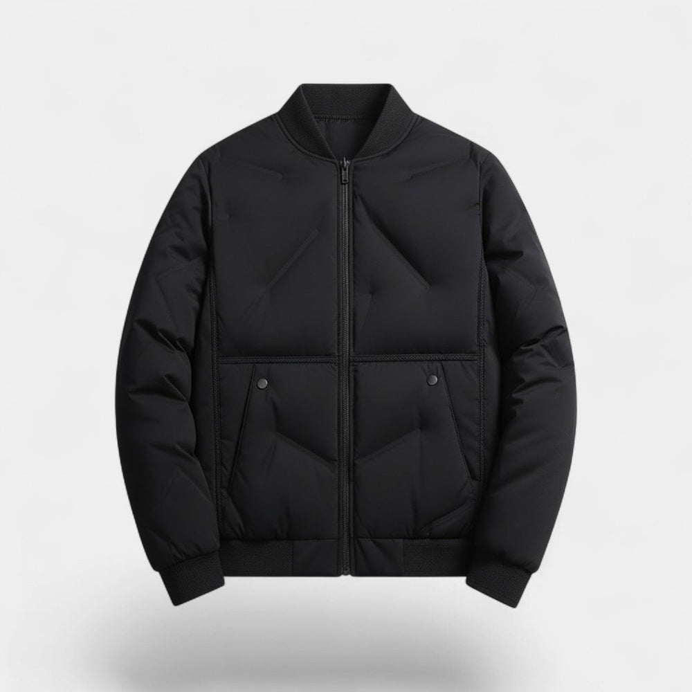 Men's Quilted Cotton Jacket – Half Height Stand Collar