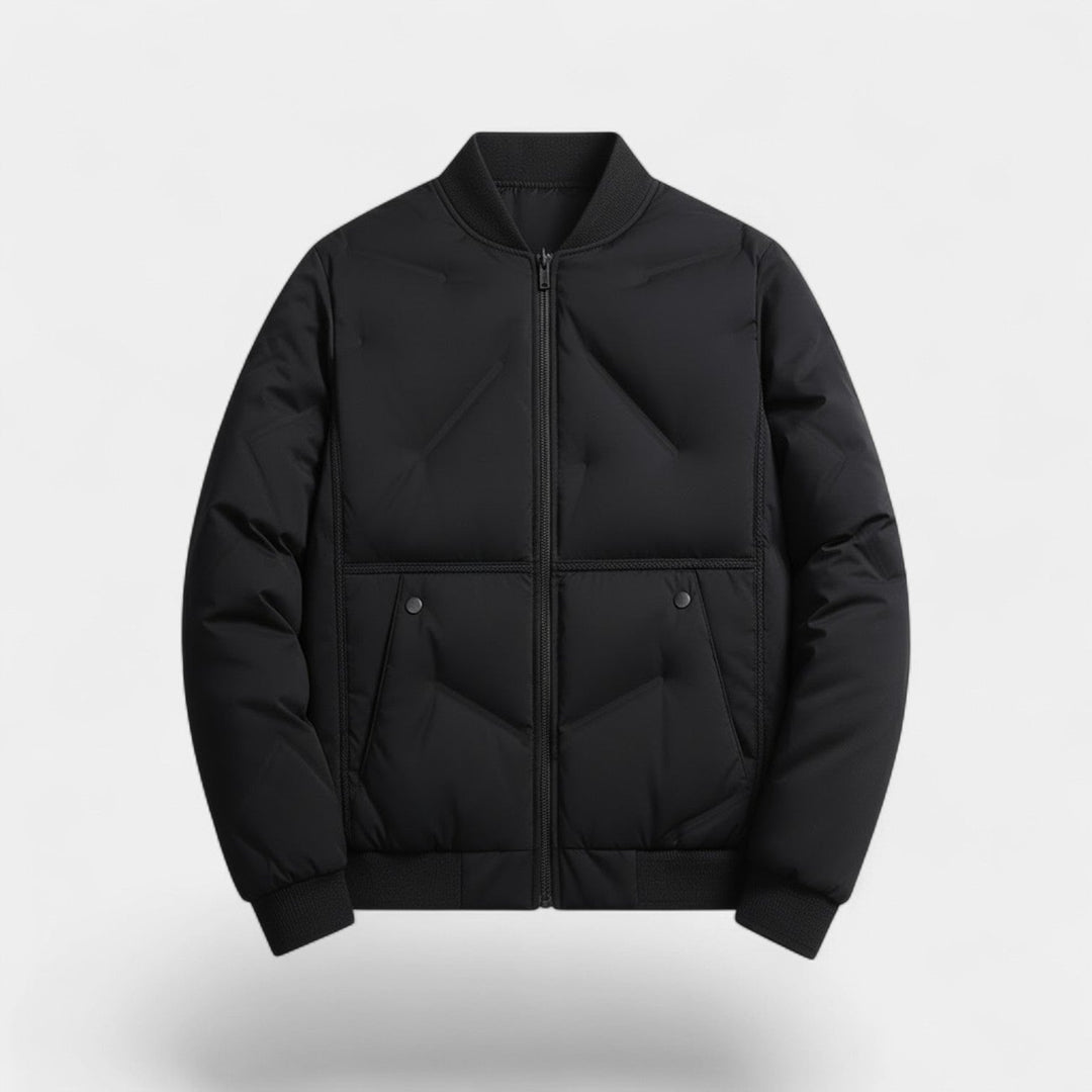 Men's Quilted Cotton Jacket – Half Height Stand Collar