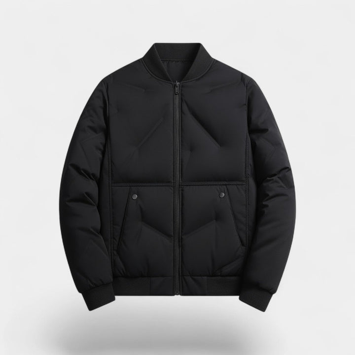 Men's Quilted Cotton Jacket – Half Height Stand Collar
