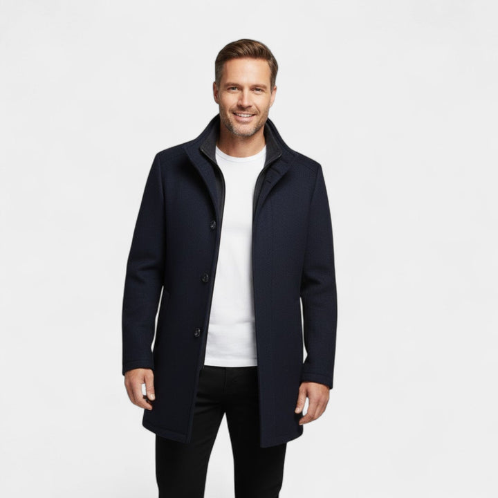 Men's Wool Coat – Double Collar with Removable Gilet