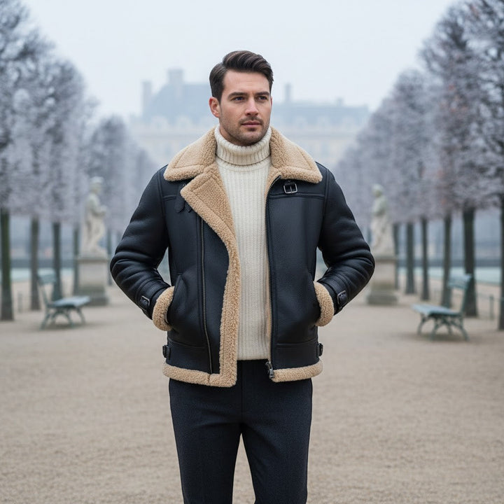 Men's Military Jacket – faux fur Collar and Warm Lining