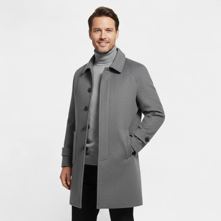 Men's Reversible Cashmere Coat – Mid Length, Single Breasted