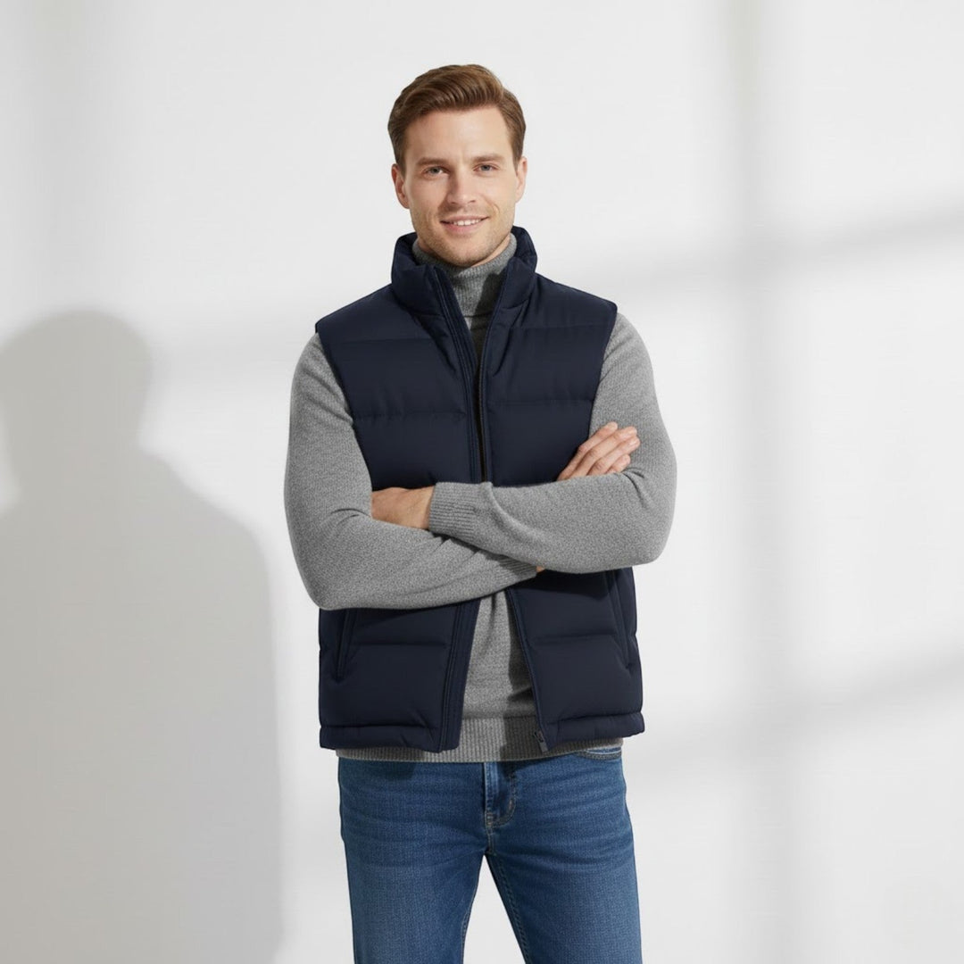 Men's Quilted Body Warmer – Slim Fit Stand Collar