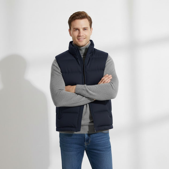 Men's Quilted Body Warmer – Slim Fit Stand Collar