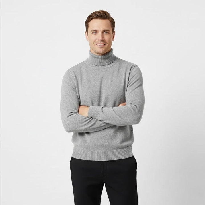 Men's Roll Neck Jumper – Wool Lined Velvet Texture
