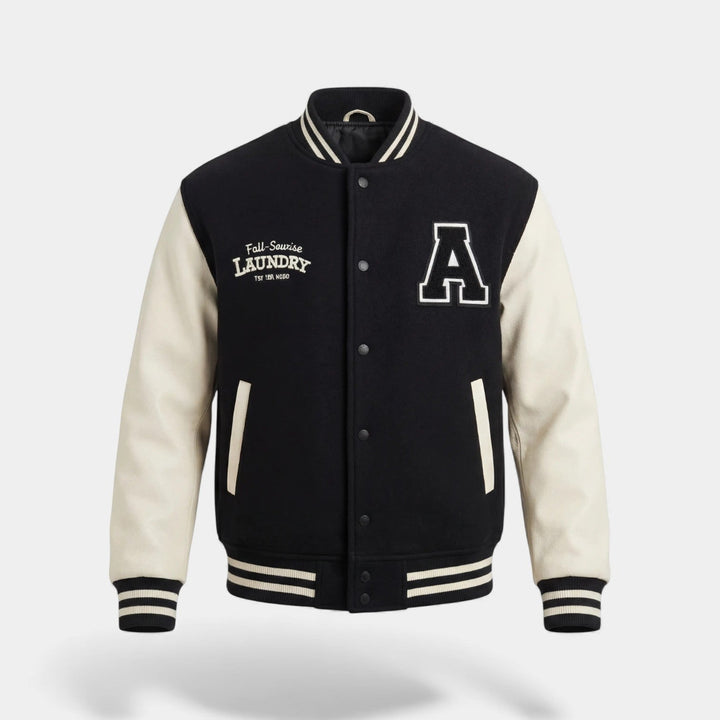 Men's Cashmere Blend Varsity Jacket – Ribbed Trims
