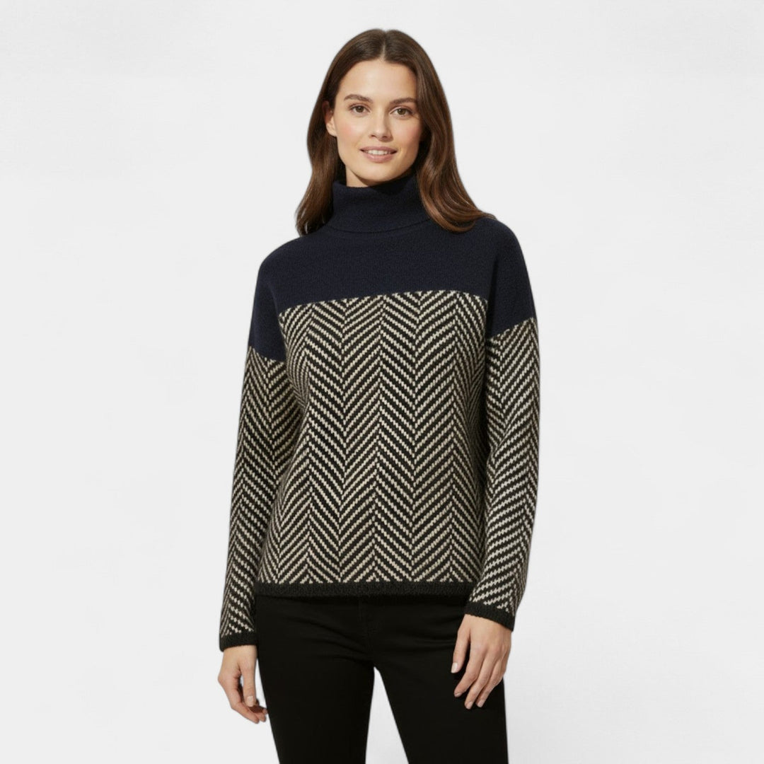 Women's Roll Neck Jumper – Pure Wool, Ribbed Cuffs