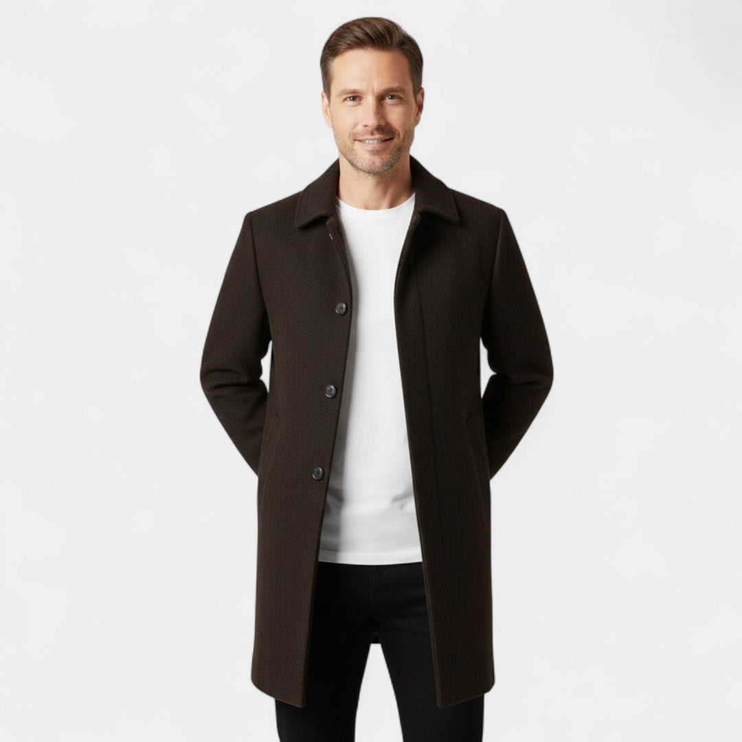 Men's Wool and Velvet Coat – Classic Lapel Collar