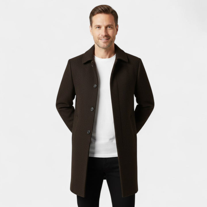 Men's Wool and Velvet Coat – Classic Lapel Collar