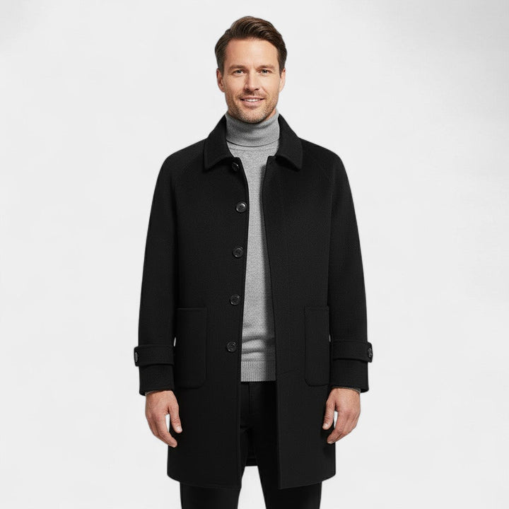 Men's Reversible Cashmere Coat – Mid Length, Single Breasted