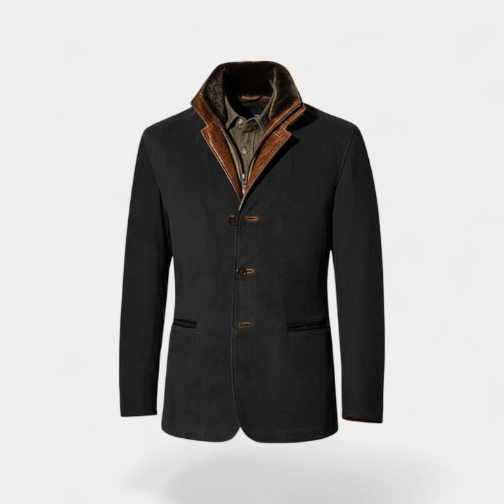 Men's Vintage Suede Jacket – Leather Trim Collar